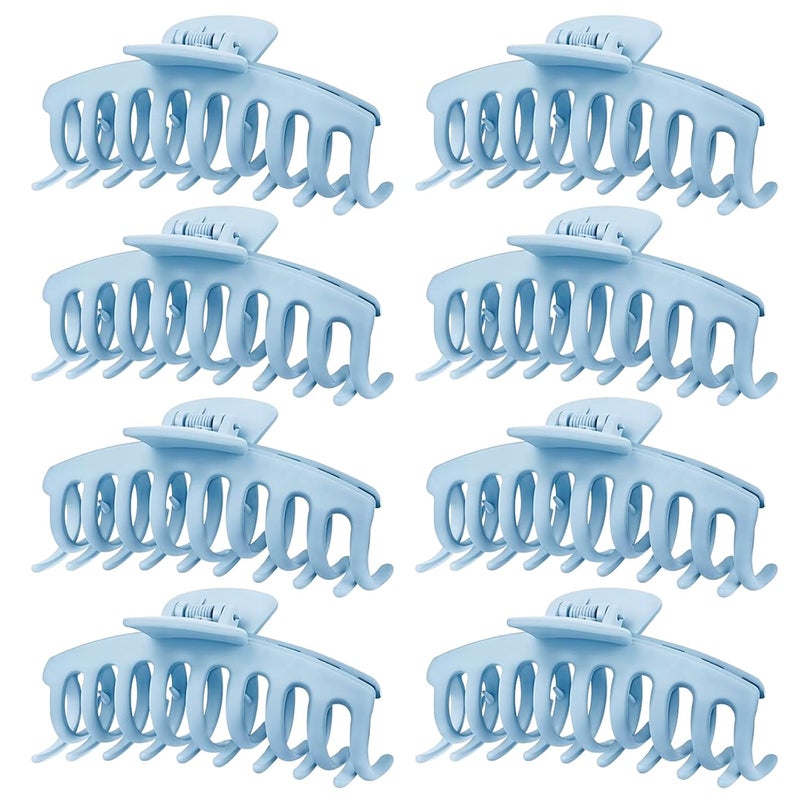 TOCESS Hair Claw Clips for Women - 8PK Large Neutral Matte Jumbo Hair Clips for Thick, Thin, Long, Short, Curly Hair Girls, Big Jaw Clip Set for Daily Use (Glacier Blue) - Image 1